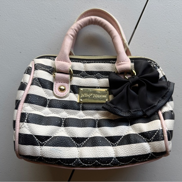 Betsey Johnson Black and White Striped Mini Bag - Picture 1 of 4